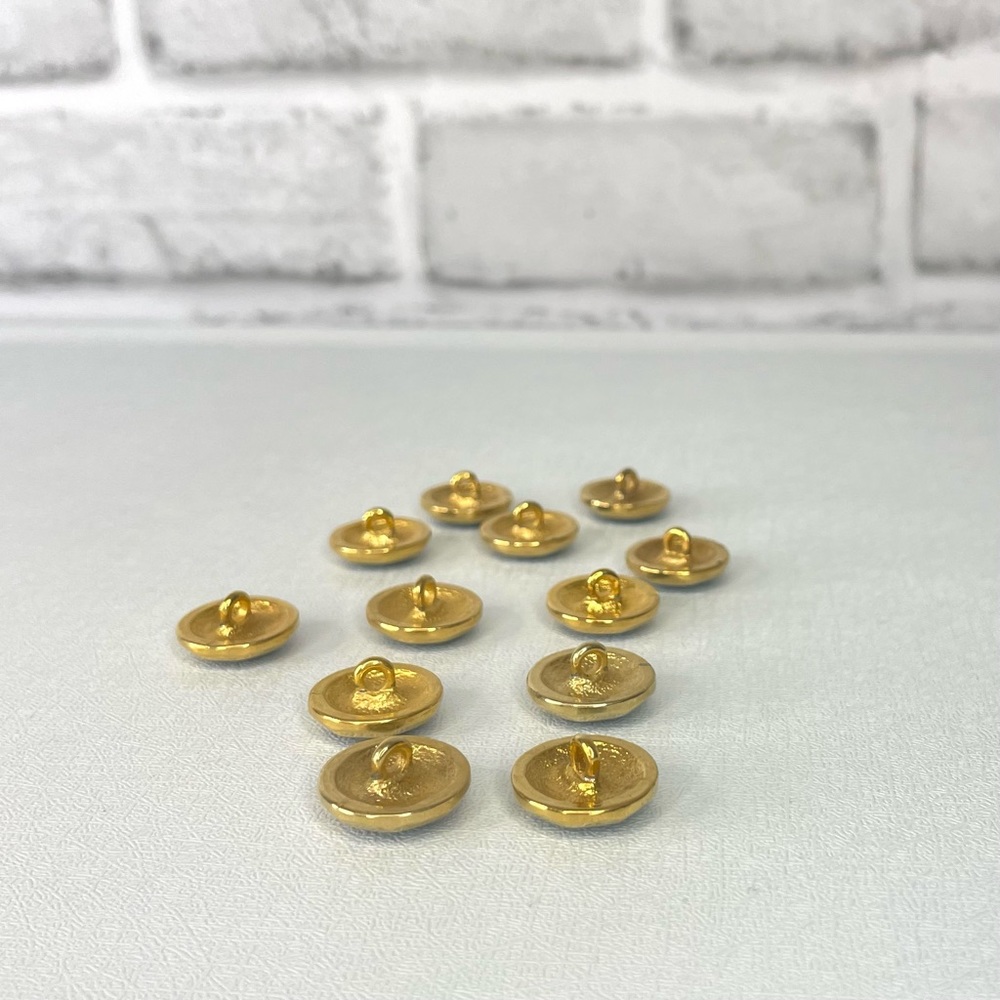 Lot of 12 Vintage Gold/Sage Green Octagonal Shank Buttons - Picture 7 of 9